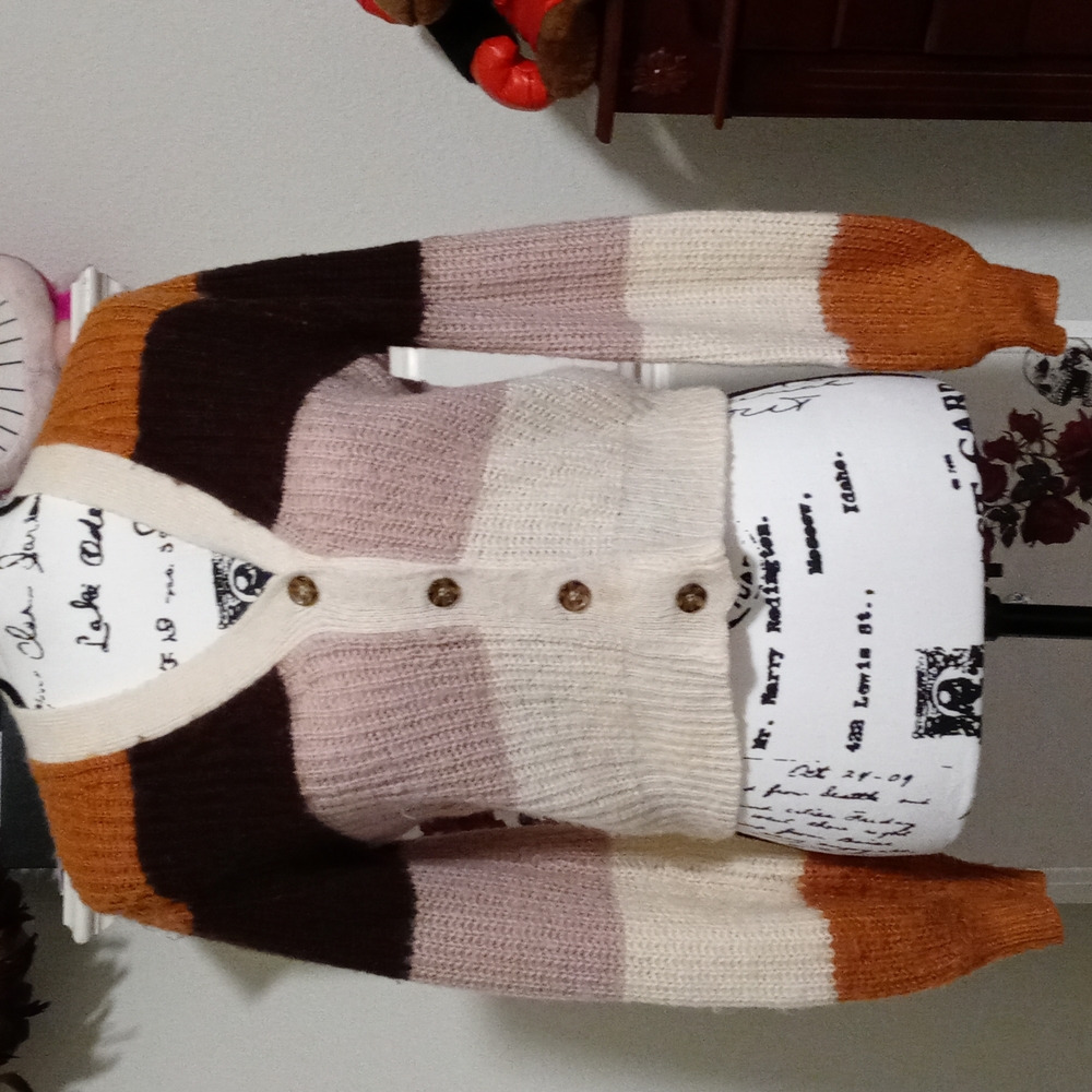 Stripped neutral colored cardigan